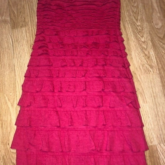 Express Women's‎ XXS Strapless Red Ruffled Dress - Picture 8 of 14